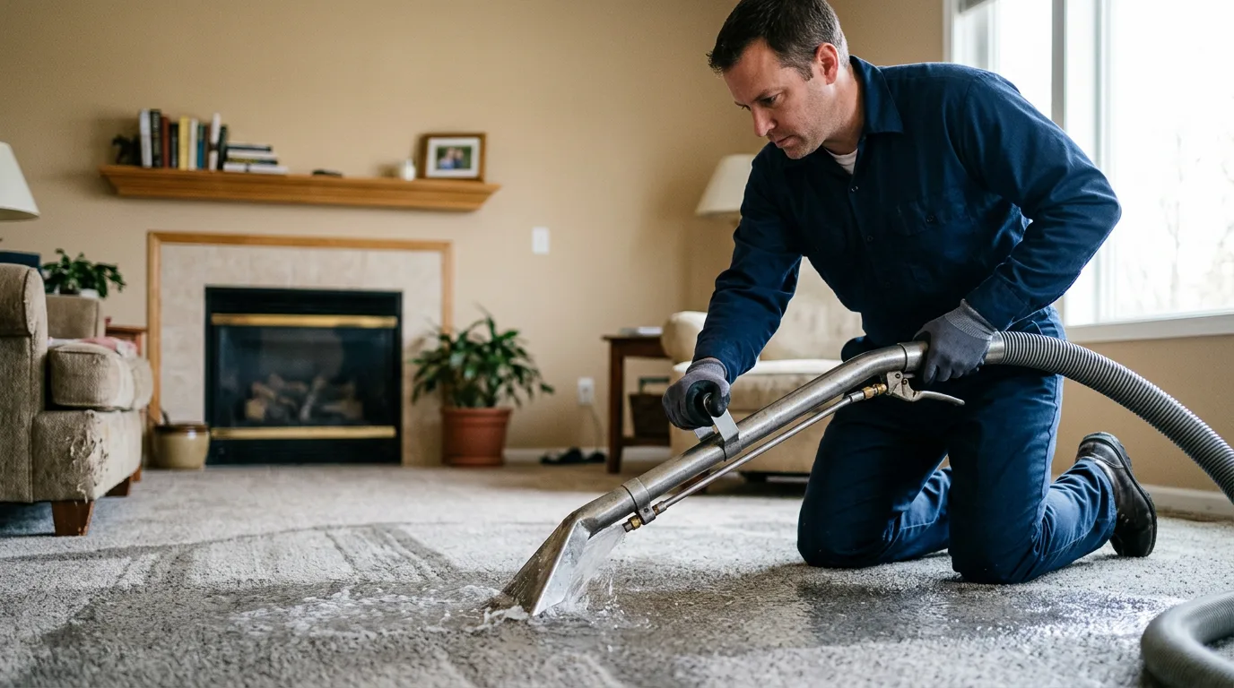 Water damage restoration technician working near Iron Station, NC